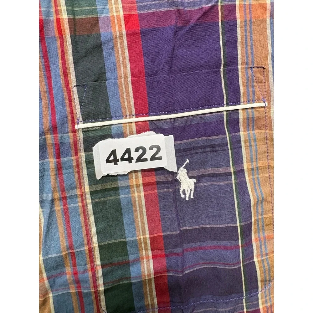 Polo Ralph‎ Lauren Mens Plaid Pajama Shirt Sleepwear Top Button Up M